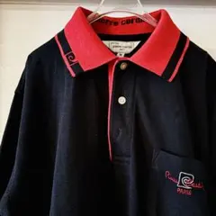 90sヴィンテージ pierre cardin バイカラー長袖ニットポロシャツ