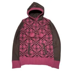 QUICKSILVER ROXY ニットパーカー ブラウン ピンク 古着のサムネイル