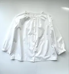 トゥモローランドコレクション 刺繍 バンドカラー フレンチスリーブ