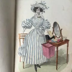 1830年 LA MODE7巻 手彩色ファッション誌 古書 フランスアンティーク