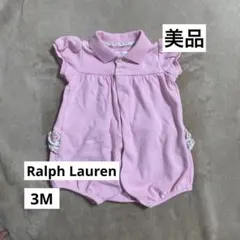 【美品】Ralph Lauren 半袖ロンパース 60/3M ピンク 花柄フリル