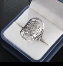 フラワーオブライフ　メタトロンキューブ　神聖幾何学模様　指輪　リング　シルバー系