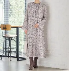 自由区　洗える】バロックプリント ワンピース