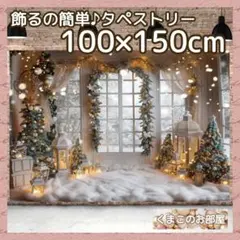 タペストリー クリスマス 背景布 窓 雪景色 ツリー X55f