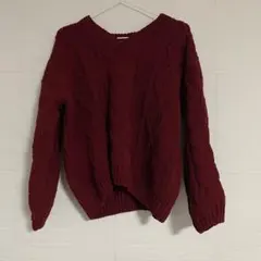 INGNI(イング)ケーブルモール／Vネックニット　ボルドー