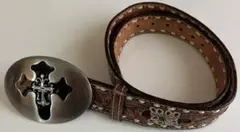 ウエスタン調 クロスバックル レザーベルト
