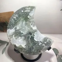 天然石　モスアゲート　月　カービング