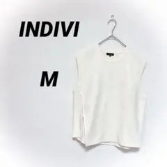INDIVI インディヴィ ウール混 サイドスリット ニットベスト オフホワイト