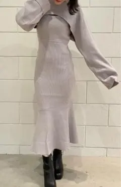 【値下げ】ロイヤルパーティー　レイヤードデザインマーメイドワンピース　グレー