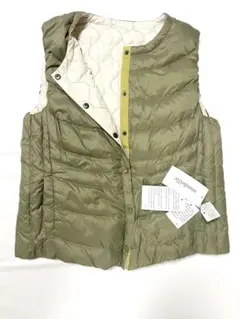 新品リバーシブルダウンベスト グリーン