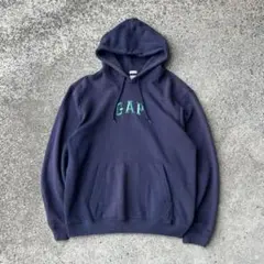 00s GAP ギャップ スウェット パーカー 茄子紺 フェード 短丈 Y2K 