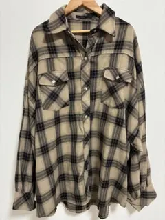 【美品】EMODA エモダ オーバーチェックシャツ F 超ビッグシルエット