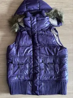 パープルダウンジャケット ベスト　平成　ギャル　紫　推し活　コス