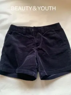 BEAUTY＆YOUTH ブラックコーデュロイショートパンツ