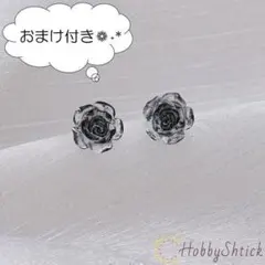 ◆セール中◆ ばらの デザイン ピアス ブラック (RP0126-BK)