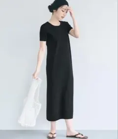 coca ワンピース 夏 半袖 ニットロングワンピース