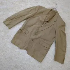 TROISIEME HOMME リネン100% カーキ　テーラードジャケットL