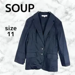 テーラードジャケット レース袖 ネイビー 紺 11号 L 通勤 春秋 SOUPのサムネイル