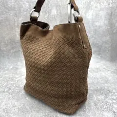 美品　ファロルニ イントレチャート レザー ワンショルダー スエード　ブラウン