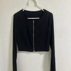 SHEIN ブラック リブジップカーディガン　M