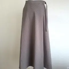 オペークドットクリップ ロングスカート~カーキフレアロングスカート~