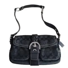 コーチ　ショルダーバッグ　ソーホー　キャンバス　ブラック　シグネチャー6314