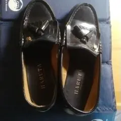 HARUTA ブラックレザー ローファー