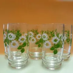 昭和レトロ花柄グラス5個セット