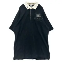 NIKE ナイキ 半袖ラガーシャツ 背面サテン72ロゴ 黒 L レア