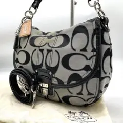 美品 COACH コーチ シグネチャー 2WAY ワンショルダーバッグ ポピー