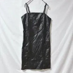 ANAP アナップ レザーキャミミニワンピ 黒 ストレッチ タイトワンピース