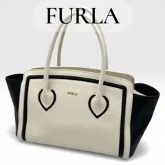 【未使用級】フルラ カレッジ バイカラー 本革 A4収納可 肩掛け