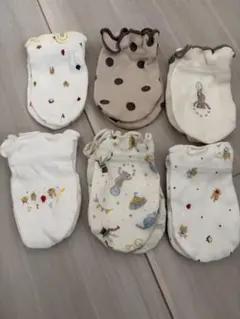ベビー用ミトン 6足セット 動物プリント