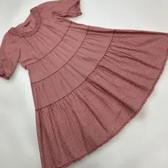 【試着のみ】ピンクハウス 赤×白ギンガムチェック 切り替えワンピース/2020年