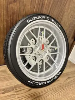 【新品未使用】鈴鹿サーキット　掛け時計　タイヤホイール　インテリア 新品未使用】鈴鹿サーキット 掛け時計 タイヤホイール インテリア