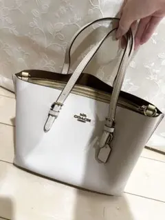 コーチ トートバッグ アイボリー(ホワイト系)レザーバッグ＋ショップ袋