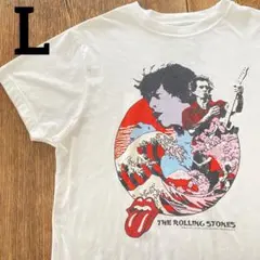ローリングストーンズ tシャツ L 浮世絵 葛飾北斎 バンドt 半年 ロックT