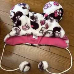 ミッキーマウス風耳付きフリース帽子