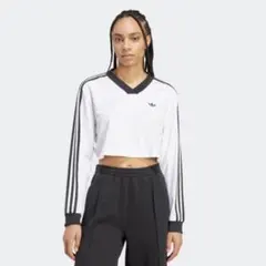 新品未使用　adidas ジャガード クロップ ロングスリーブトップ