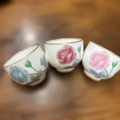 香蘭社　バラの花柄 湯飲み 3個セット