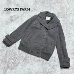 ローリーズファーム【M】ピーコート グレー カジュアル チェック柄 ウール混