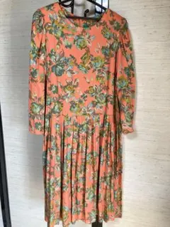 Cacharel 花柄 長袖ひざ丈ワンピース