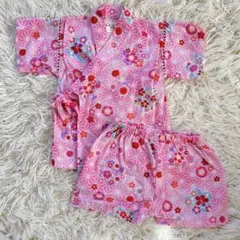 子供用 花柄 浴衣 甚平 ~80cm