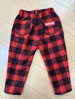 【希少/日本製】ミキハウス（MIKI HOUSE） 赤チェックパンツ 100cm