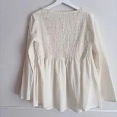 nano universe アイボリー シャーリングブラウス F