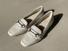 RANDA ホワイト 3WAY ベルトデザインローファー