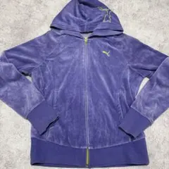 PUMA ベロア　フード付きパーカー Lサイズ 紫