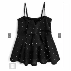 ドット柄リボンデザインキャミソールトップス［dh1453］　ブラックのサムネイル
