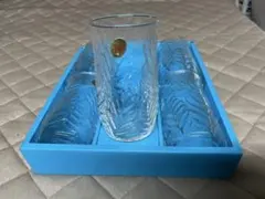 ☆昭和レトロ☆葉模様のガラスグラス5個セット