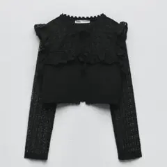 ★美品★ZARA（ザラ）フリル付きレースカーディガン